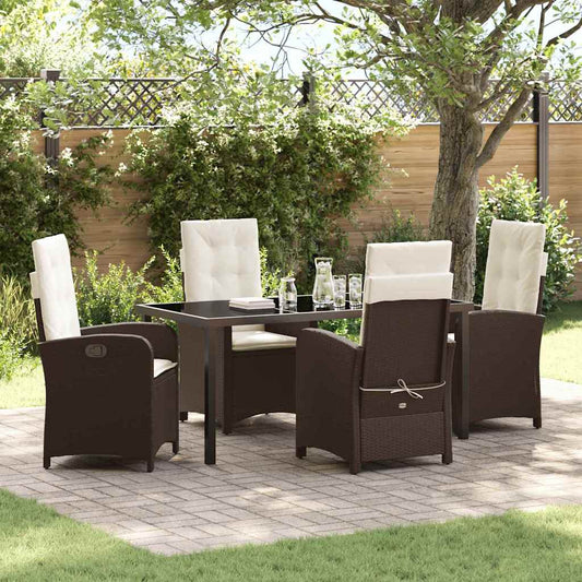 Garten Essgruppe 5 pcs Braun Poly-Rattan
