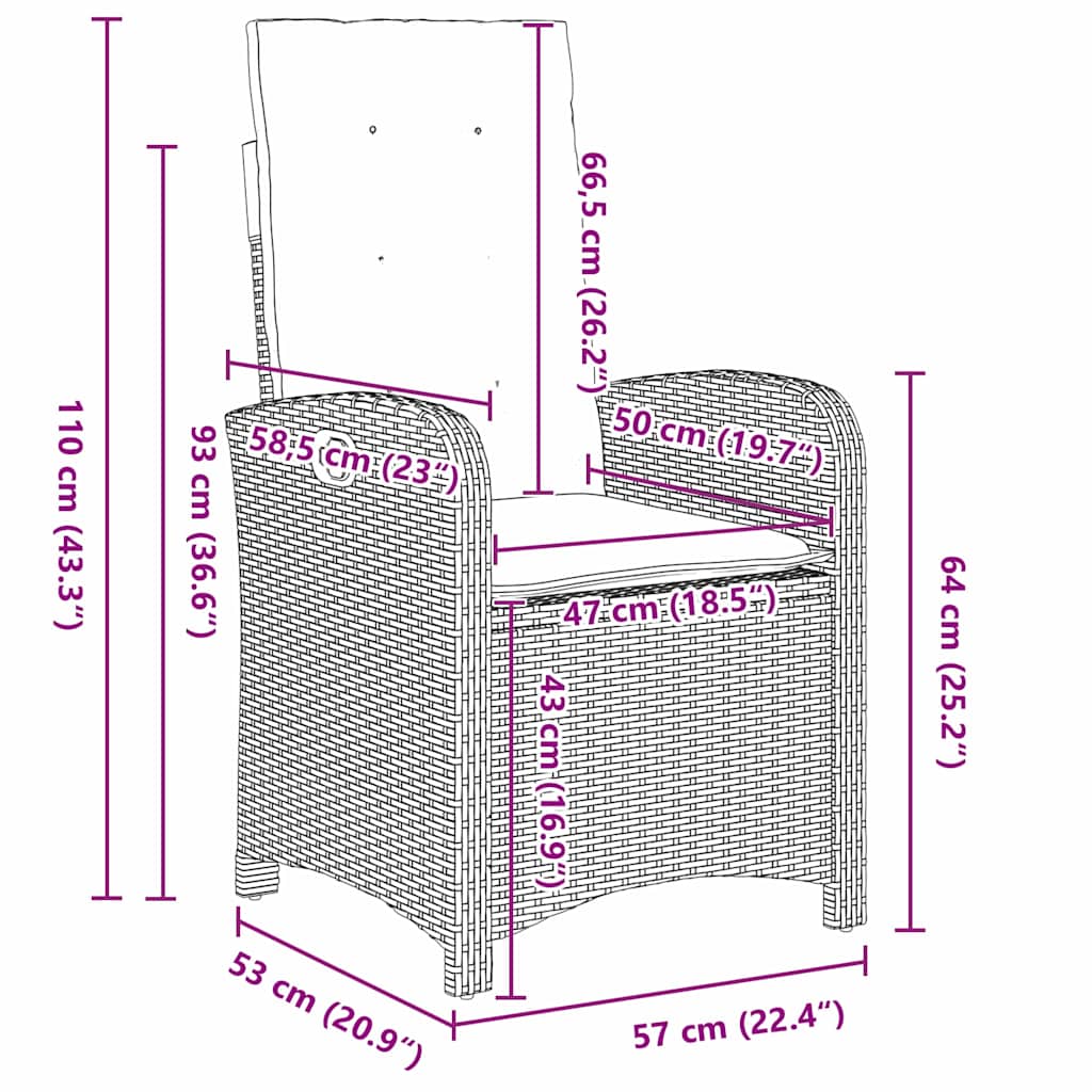 Garten Essgruppe 5 pcs Braun Poly-Rattan
