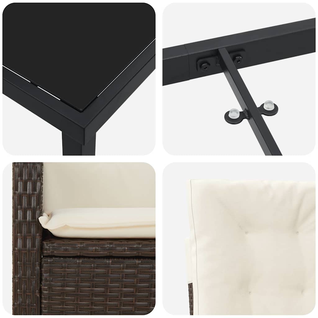 Garten Essgruppe 7 pcs Braun Poly-Rattan