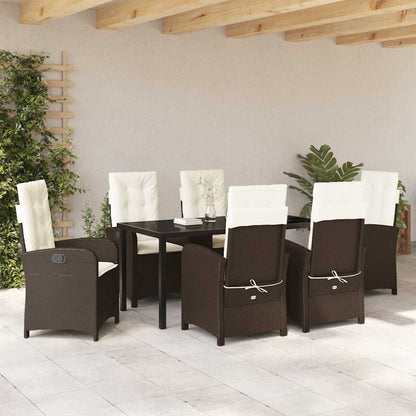 Garten Essgruppe 7 pcs Braun Poly-Rattan