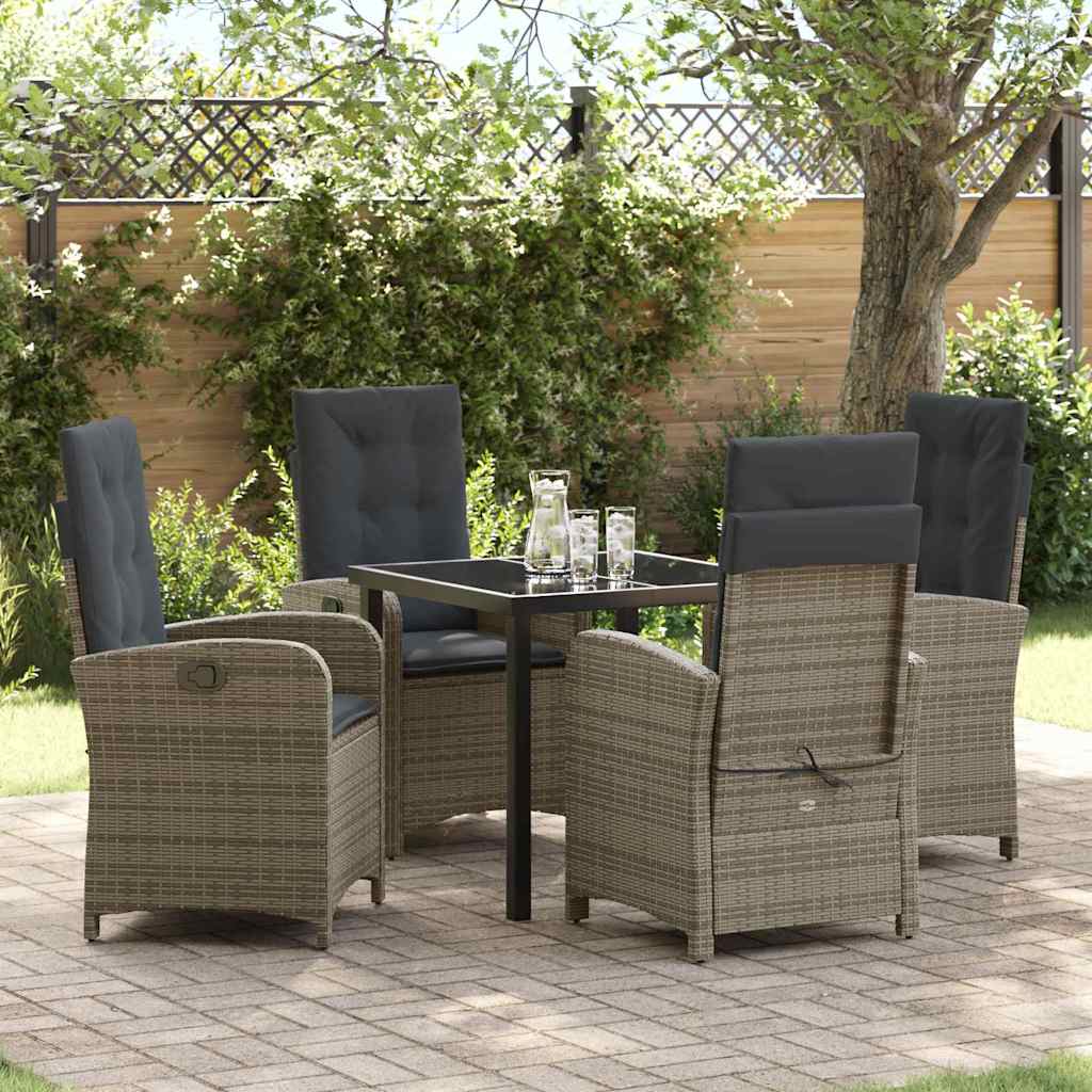 Garten Essgruppe 5 pcs Grau Poly-Rattan