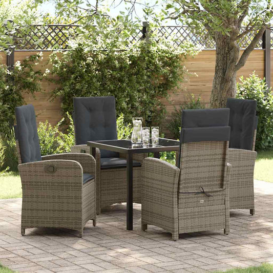 Garten Essgruppe 5 pcs Grau Poly-Rattan