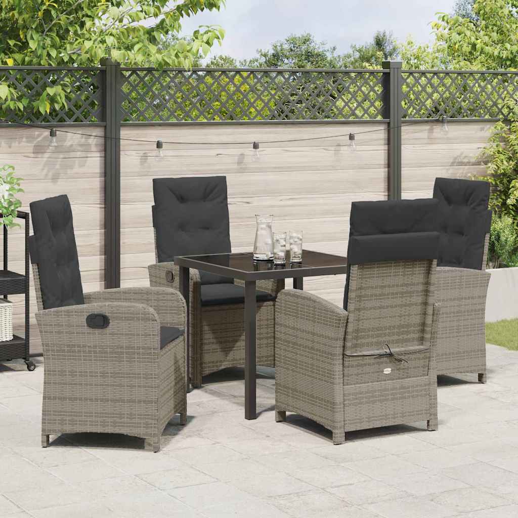 Garten Essgruppe 5 pcs Grau Poly-Rattan