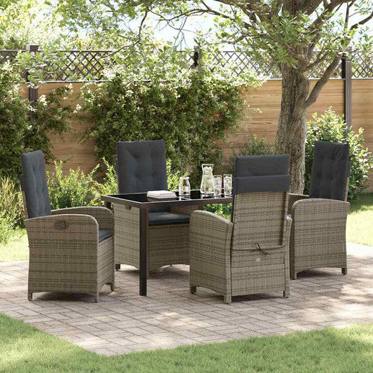 Garten Essgruppe 5 pcs Grau Poly-Rattan