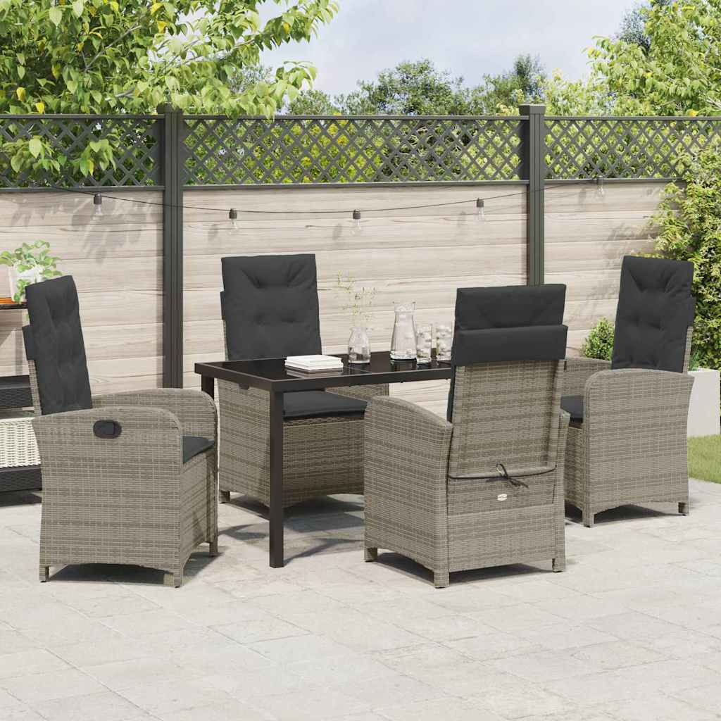 Garten Essgruppe 5 pcs Grau Poly-Rattan