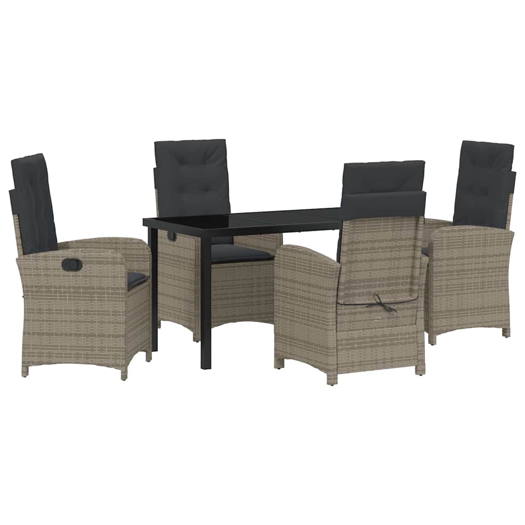Garten Essgruppe 5 pcs Grau Poly-Rattan