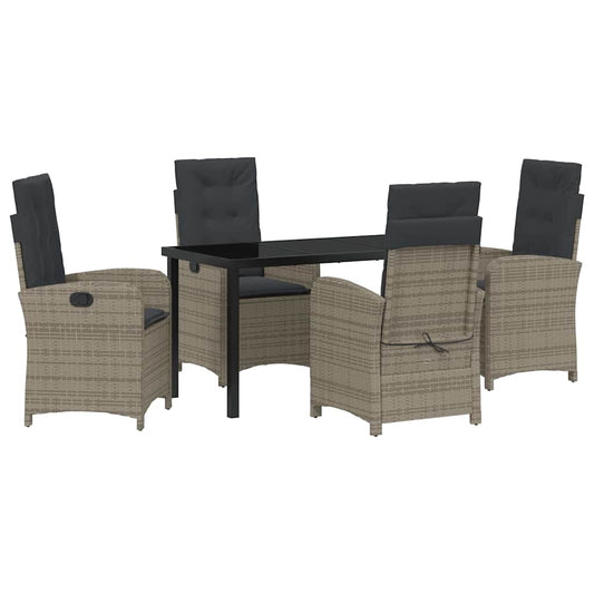 Garten Essgruppe 5 pcs Grau Poly-Rattan