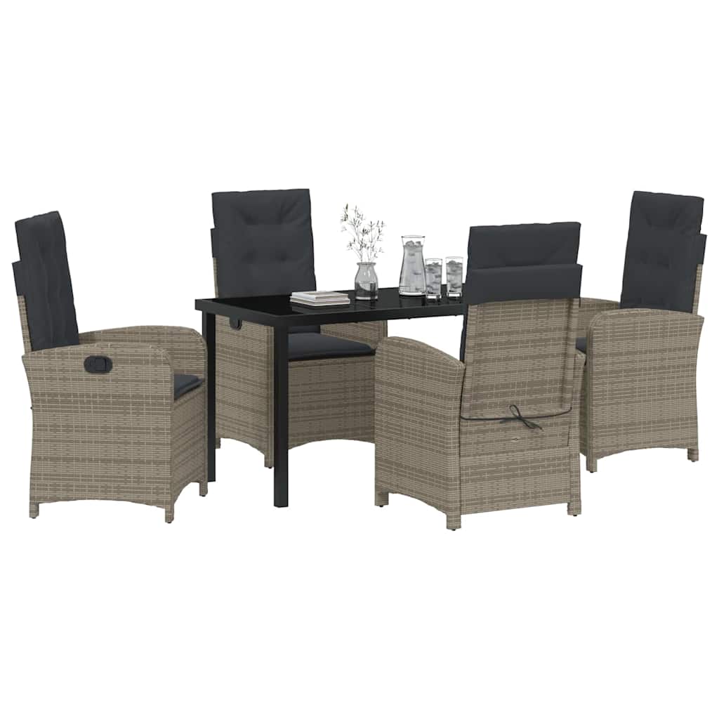 Garten Essgruppe 5 pcs Grau Poly-Rattan