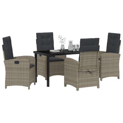 Garten Essgruppe 5 pcs Grau Poly-Rattan