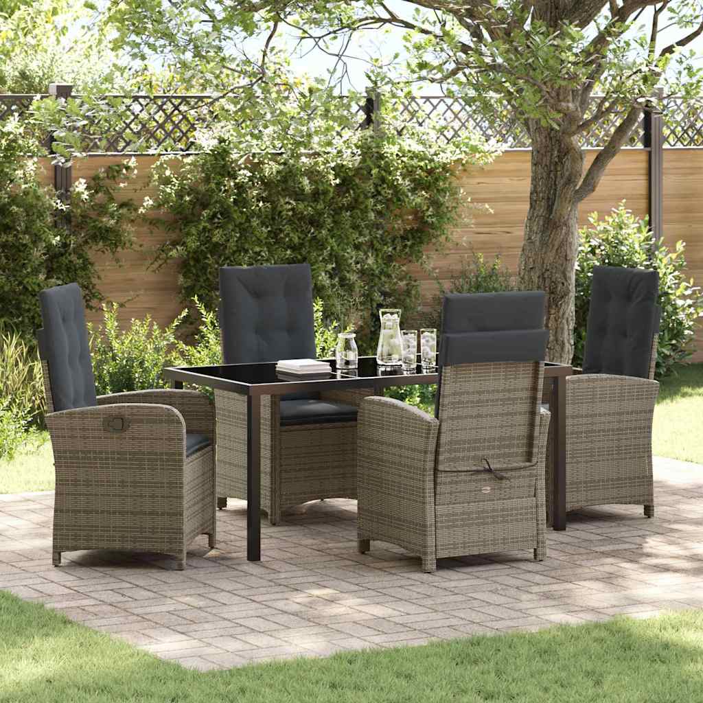 Garten Essgruppe 5 pcs Grau Poly-Rattan