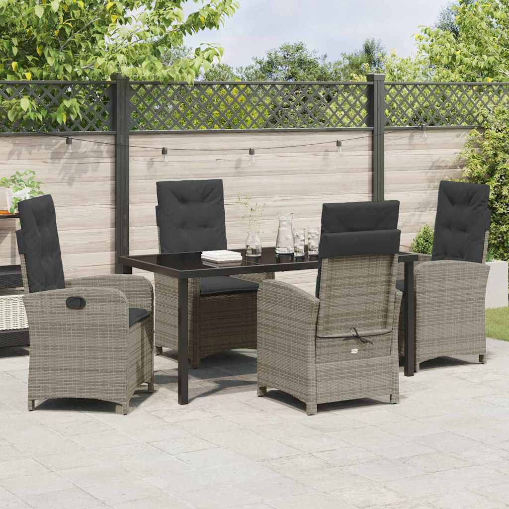 Garten Essgruppe 5 pcs Grau Poly-Rattan