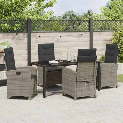 Garten Essgruppe 5 pcs Grau Poly-Rattan