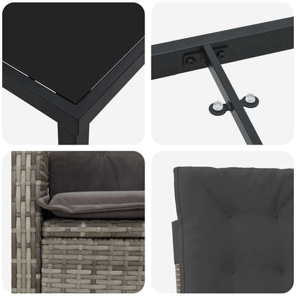 Garten Essgruppe 7 pcs Grau Poly-Rattan