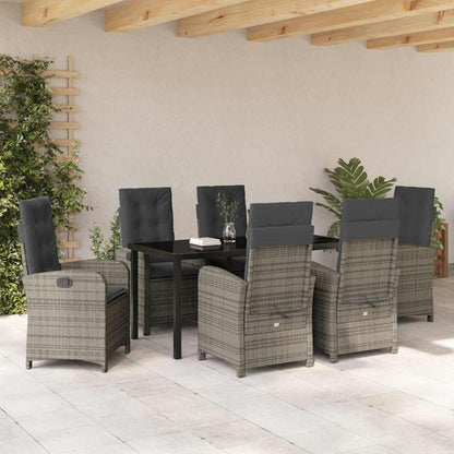 Garten Essgruppe 7 pcs Grau Poly-Rattan