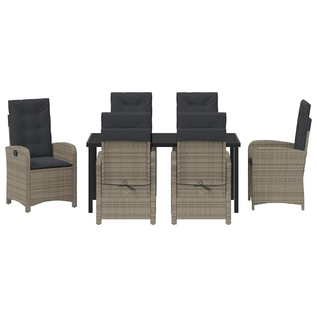 Garten Essgruppe 7 pcs Grau Poly-Rattan