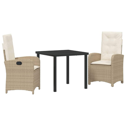 Garten Essgruppe 3 pcs Beige Poly-Rattan