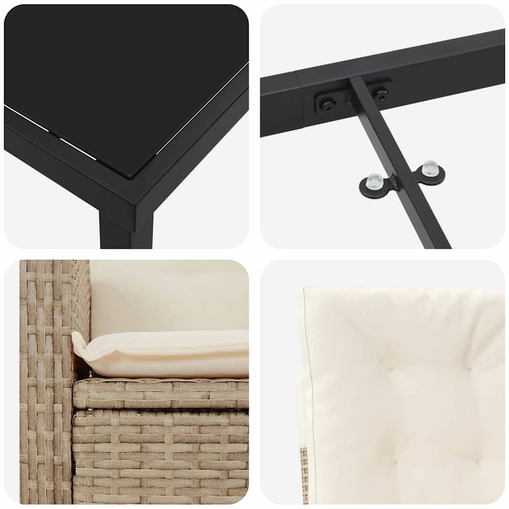 Garten Essgruppe 5 pcs Beige Poly-Rattan