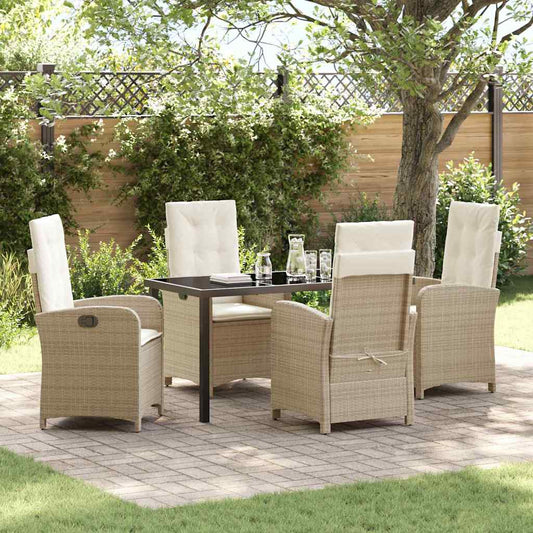 Garten Essgruppe 5 pcs Beige Poly-Rattan