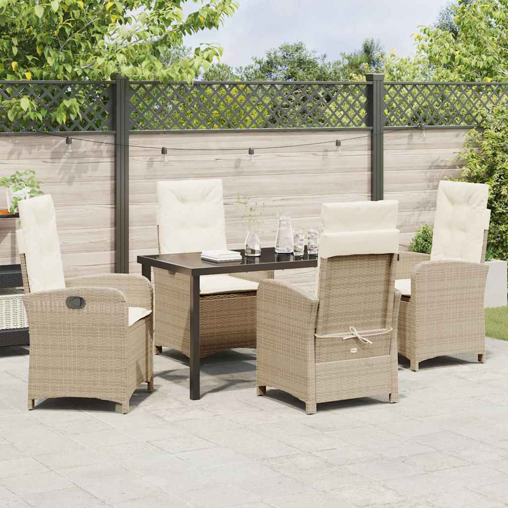 Garten Essgruppe 5 pcs Beige Poly-Rattan