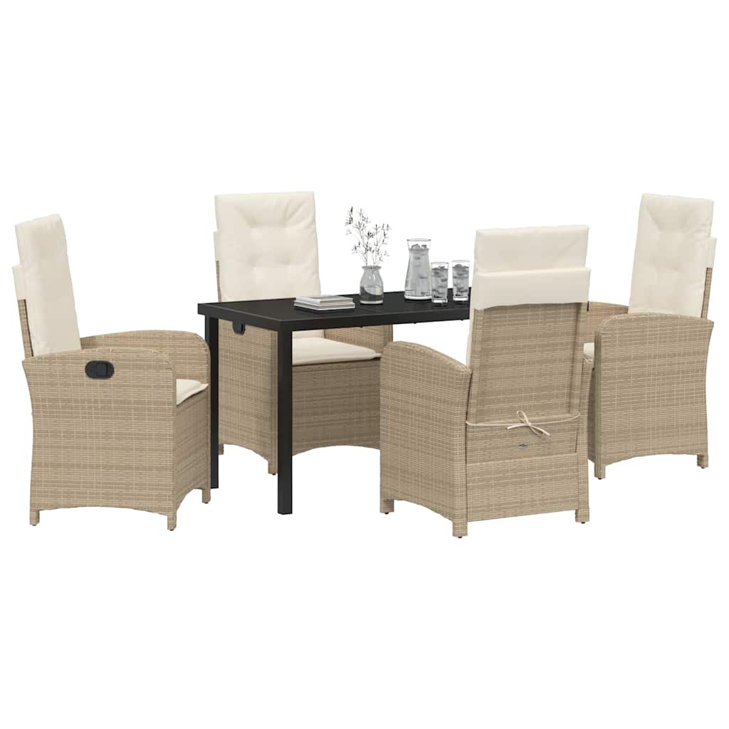 Garten Essgruppe 5 pcs Beige Poly-Rattan