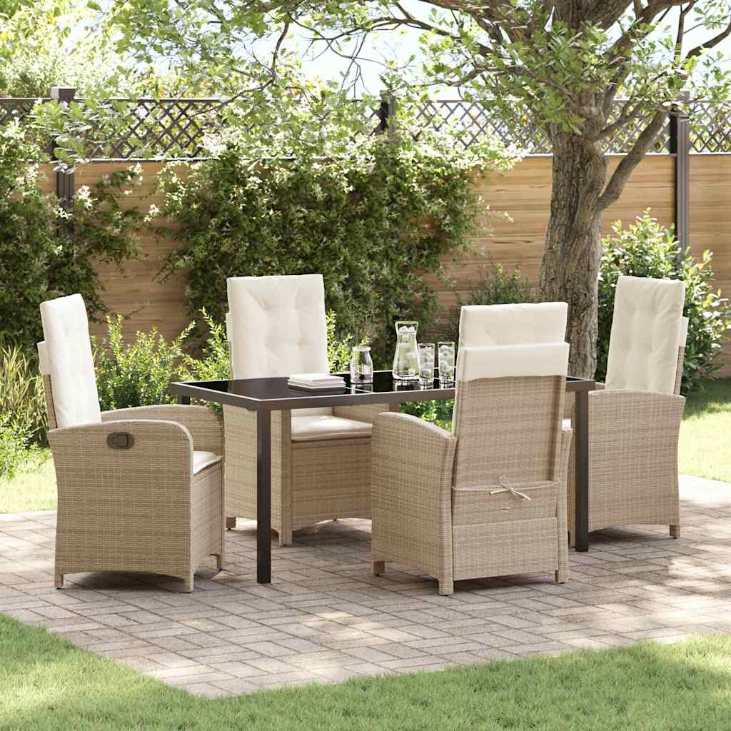 Garten Essgruppe 5 pcs Beige Poly-Rattan