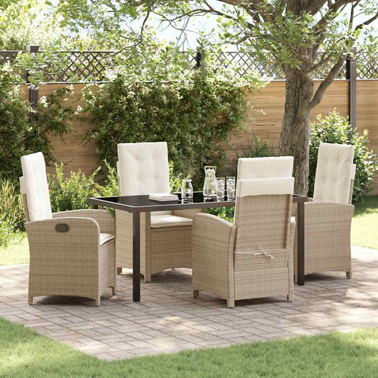 Garten Essgruppe 5 pcs Beige Poly-Rattan