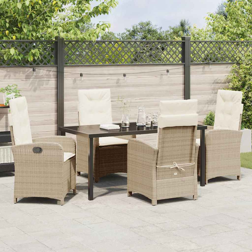 Garten Essgruppe 5 pcs Beige Poly-Rattan