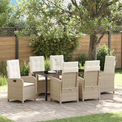 Garten Essgruppe 7 pcs Beige Poly-Rattan