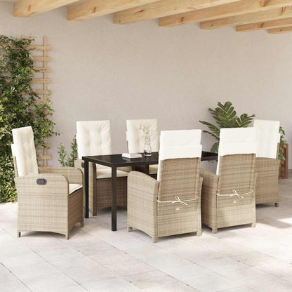 Garten Essgruppe 7 pcs Beige Poly-Rattan