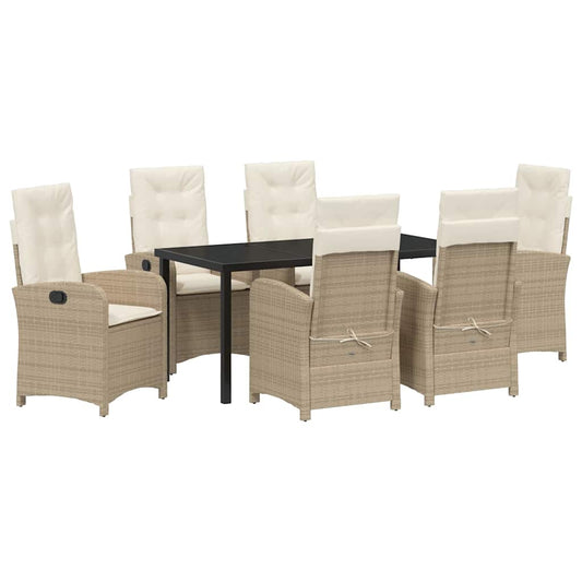 Garten Essgruppe 7 pcs Beige Poly-Rattan