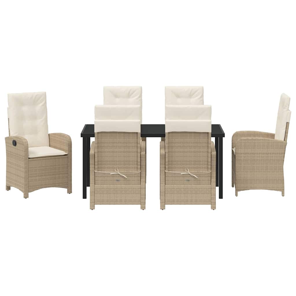Garten Essgruppe 7 pcs Beige Poly-Rattan