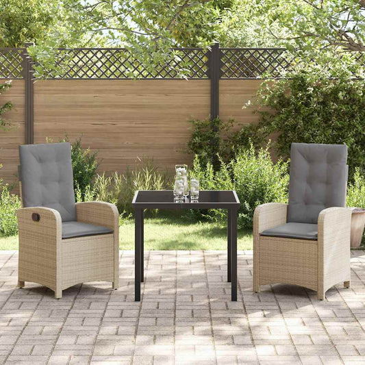 Garten Essgruppe 3 pcs Beige Poly-Rattan