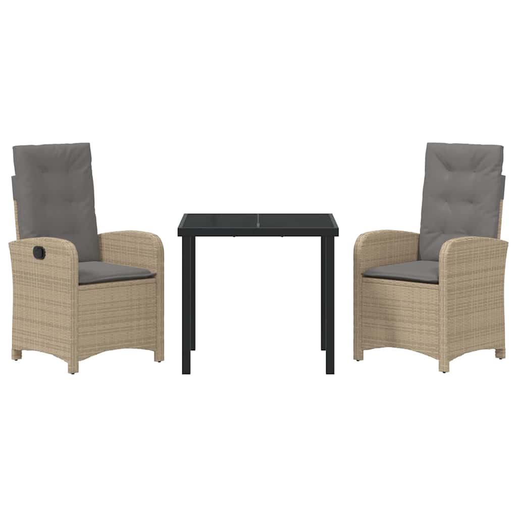 Garten Essgruppe 3 pcs Beige Poly-Rattan