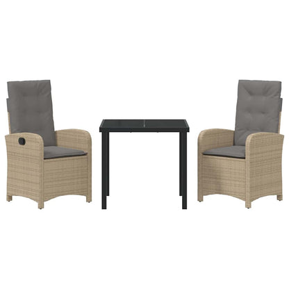 Garten Essgruppe 3 pcs Beige Poly-Rattan