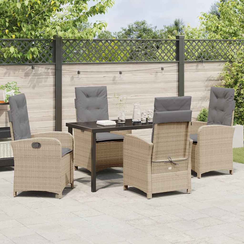 Garten Essgruppe 5 pcs Beige Poly-Rattan