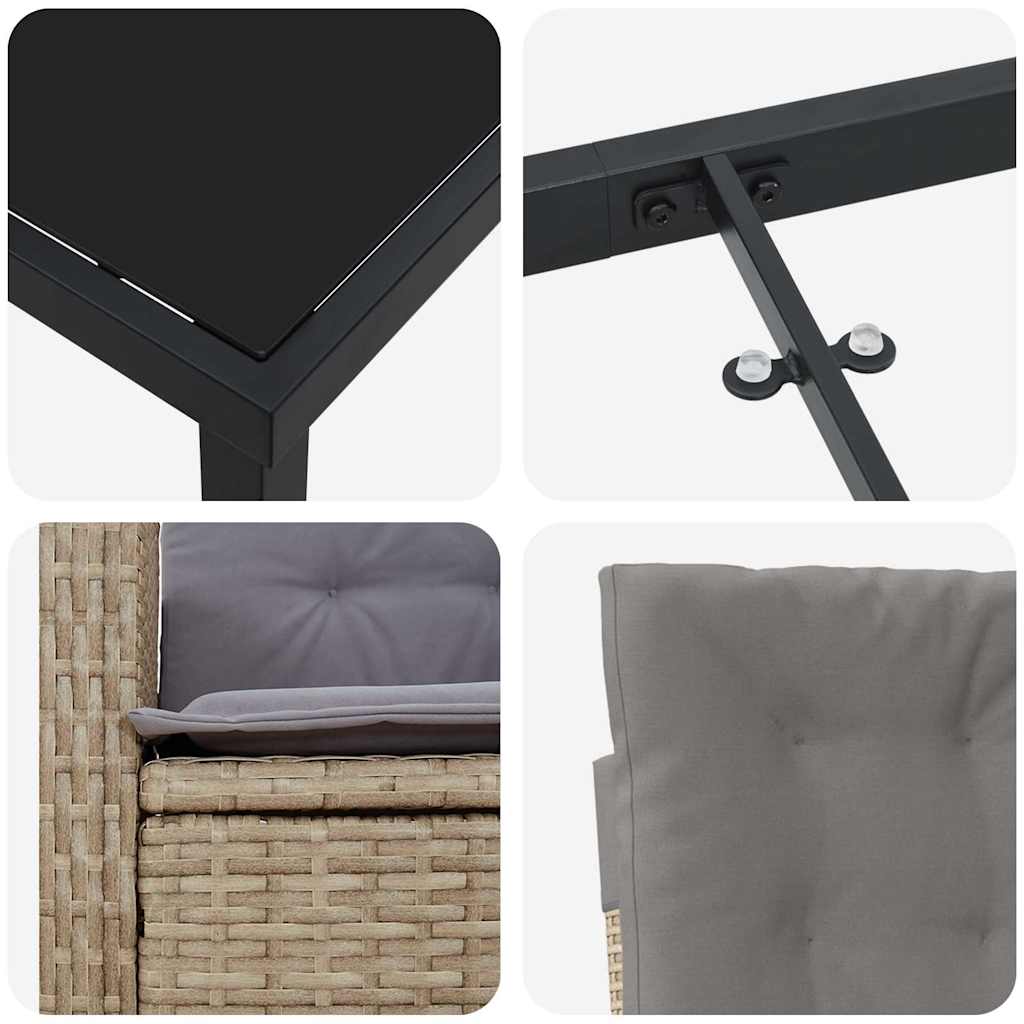 Garten Essgruppe 7 pcs Beige Poly-Rattan