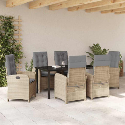 Garten Essgruppe 7 pcs Beige Poly-Rattan