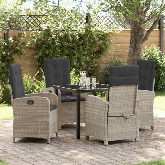 Garten Essgruppe 5 pcs Hellgrau Poly-Rattan