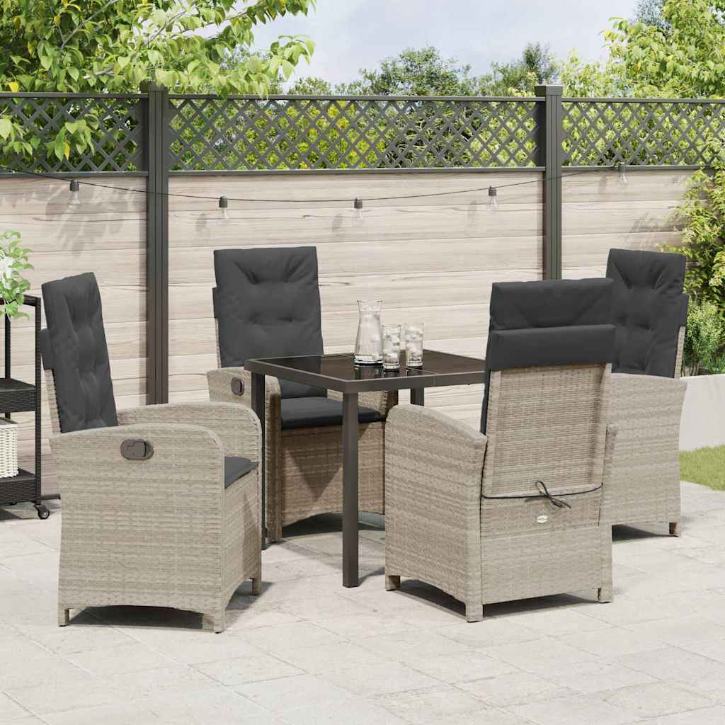 Garten Essgruppe 5 pcs Hellgrau Poly-Rattan