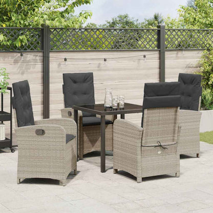 Garten Essgruppe 5 pcs Hellgrau Poly-Rattan