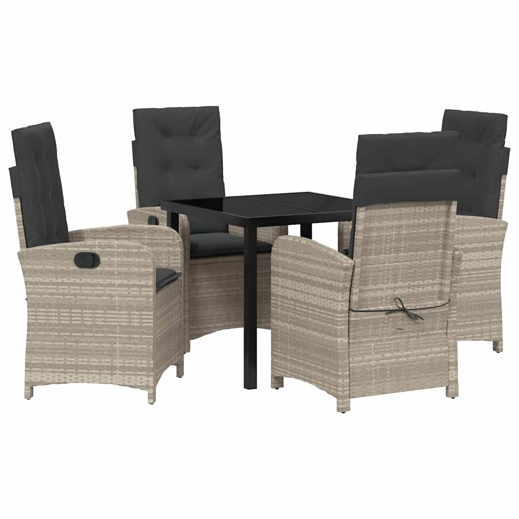 Garten Essgruppe 5 pcs Hellgrau Poly-Rattan