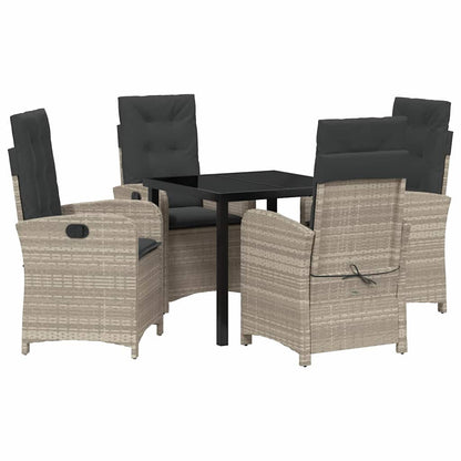 Garten Essgruppe 5 pcs Hellgrau Poly-Rattan