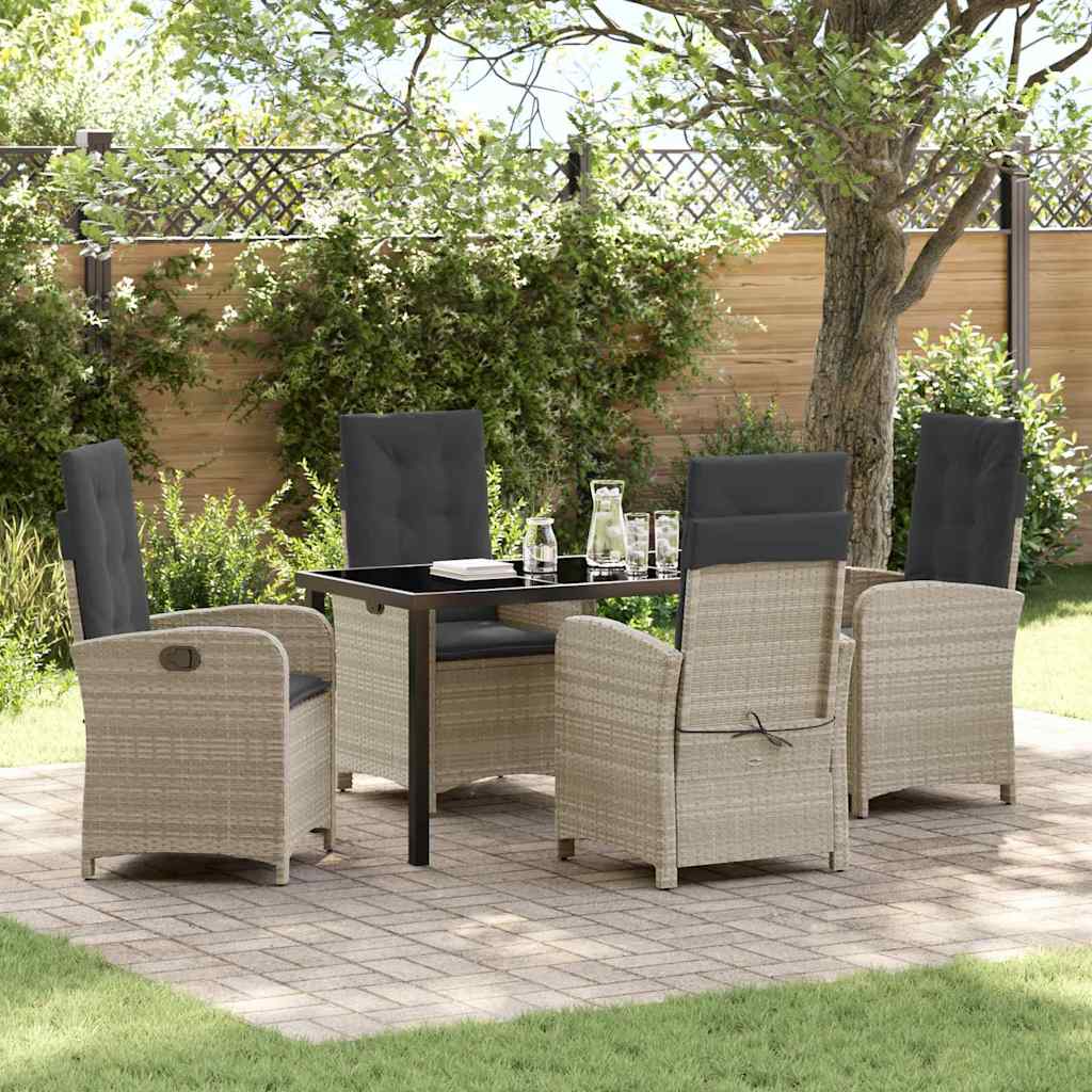 Garten Essgruppe 5 pcs Hellgrau Poly-Rattan