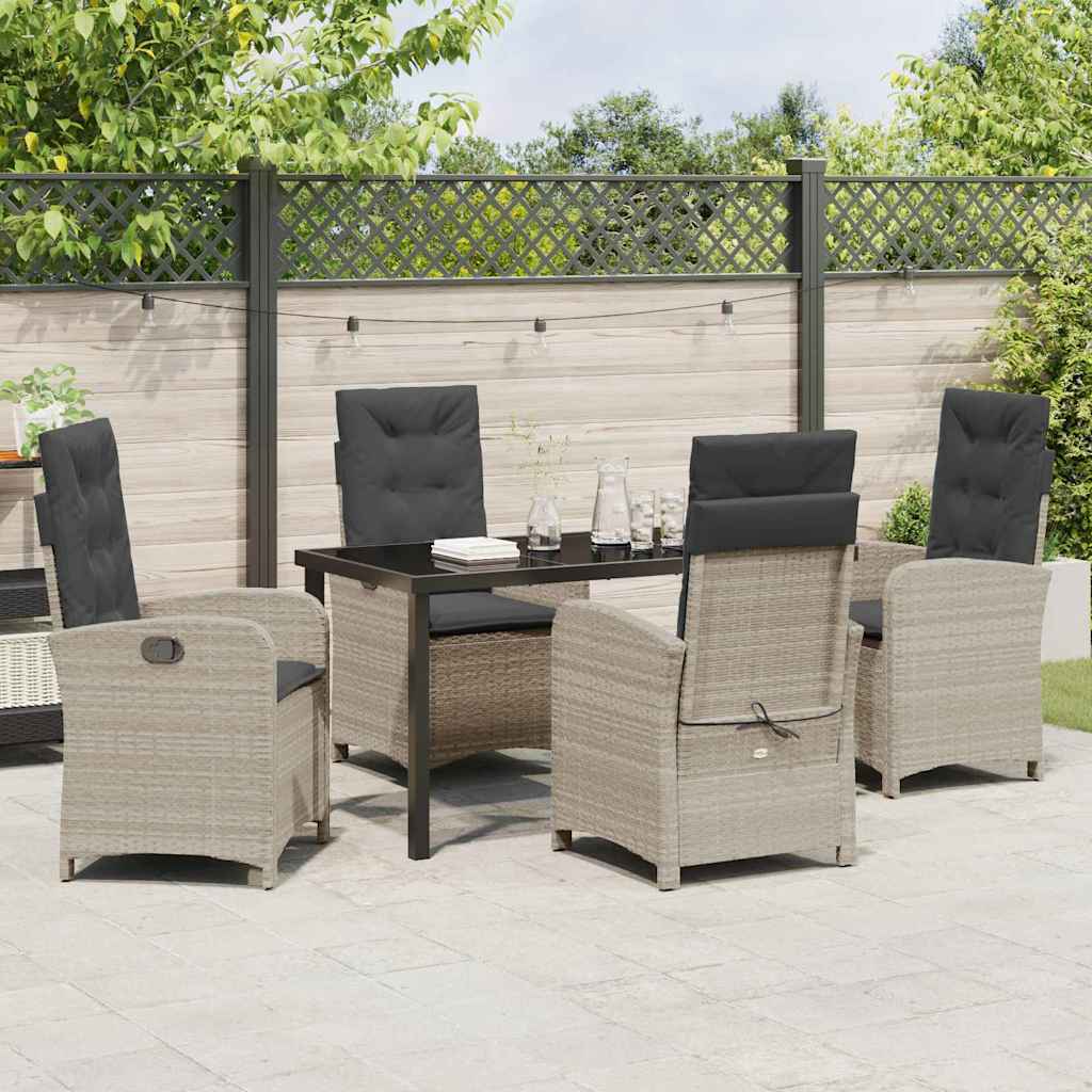 Garten Essgruppe 5 pcs Hellgrau Poly-Rattan
