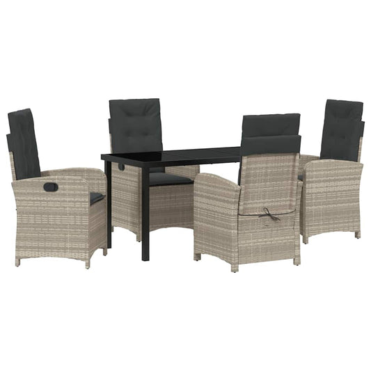 Garten Essgruppe 5 pcs Hellgrau Poly-Rattan