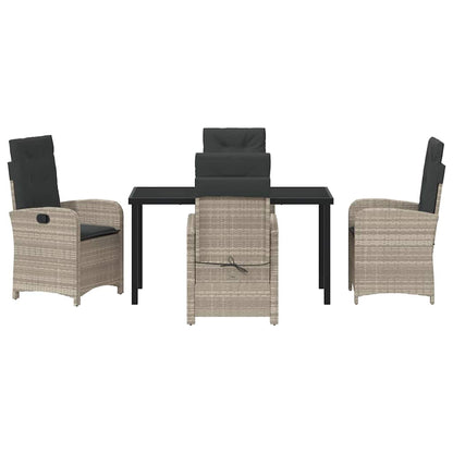 Garten Essgruppe 5 pcs Hellgrau Poly-Rattan