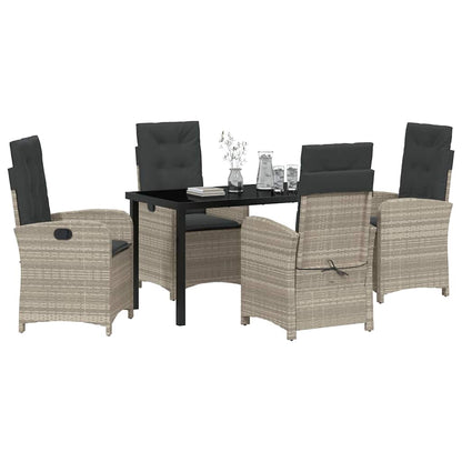 Garten Essgruppe 5 pcs Hellgrau Poly-Rattan