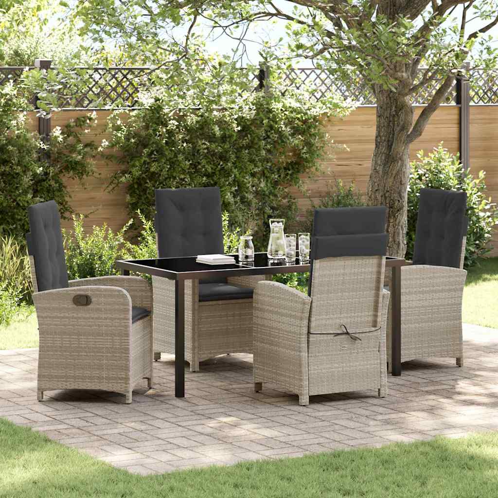 Garten Essgruppe 5 pcs Hellgrau Poly-Rattan