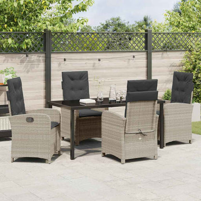 Garten Essgruppe 5 pcs Hellgrau Poly-Rattan