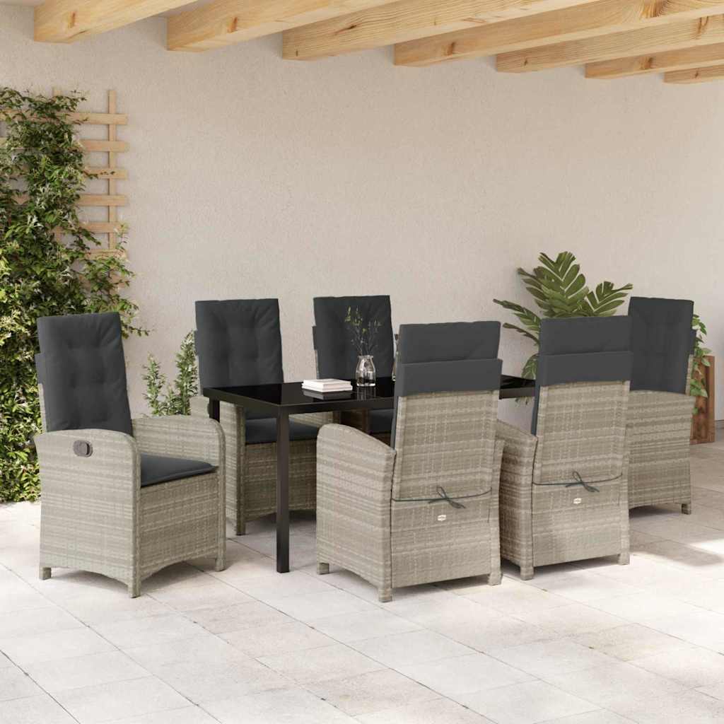 Garten Essgruppe 7 pcs Hellgrau Poly-Rattan